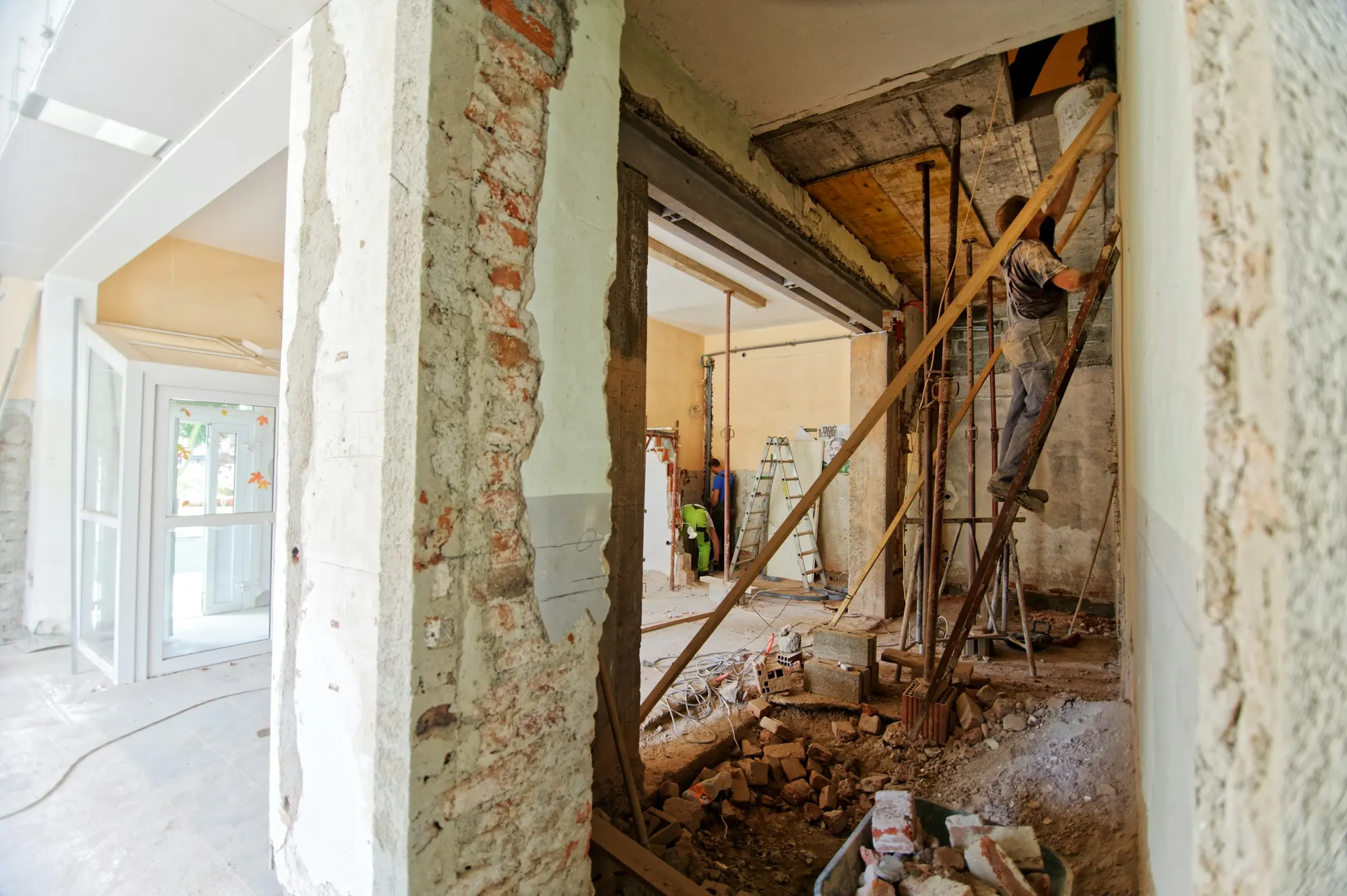 Interior renovation of an old brick building