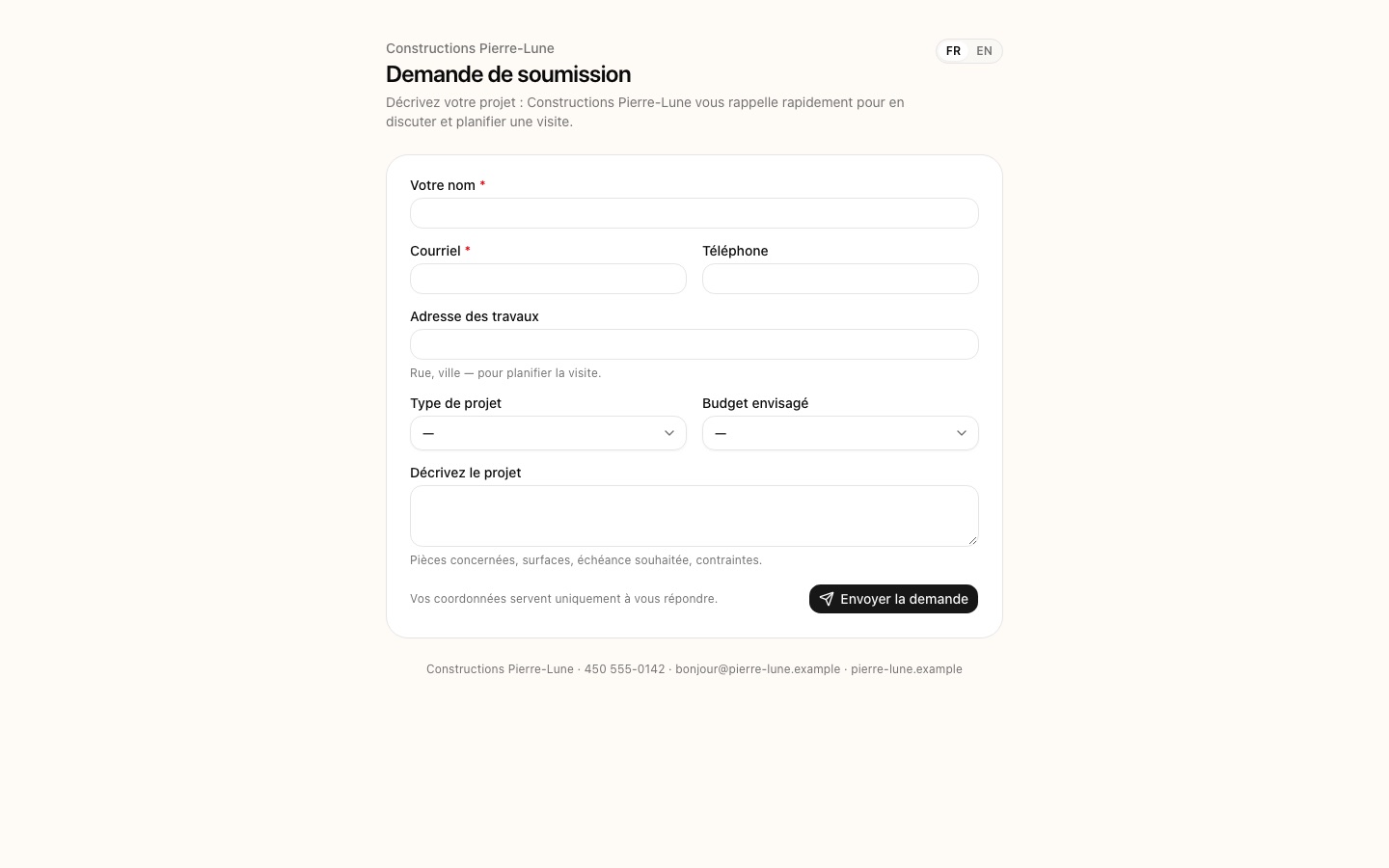 Formulaire public