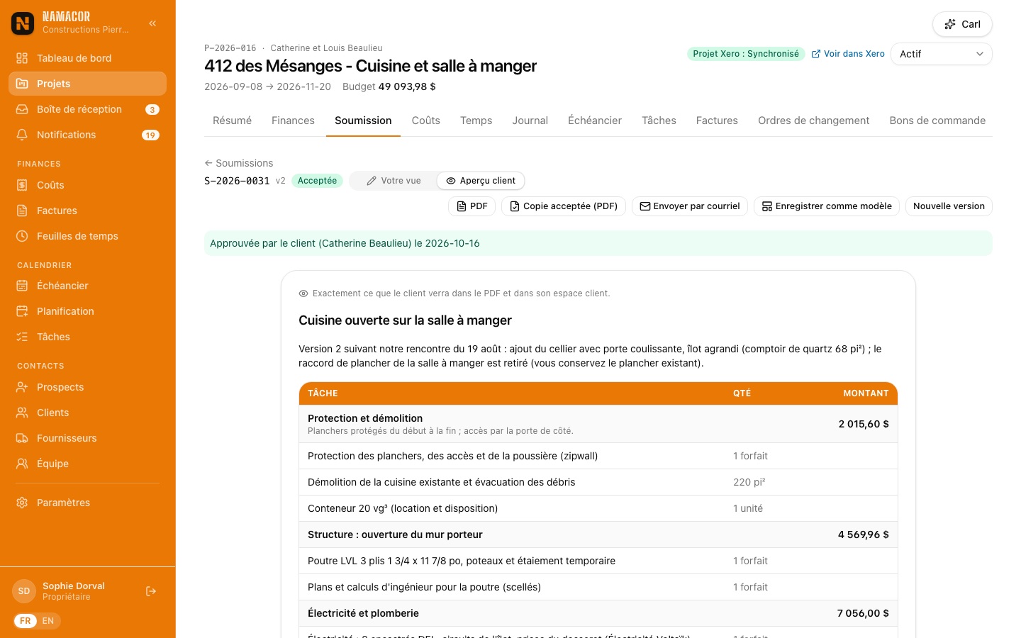 Aperçu client