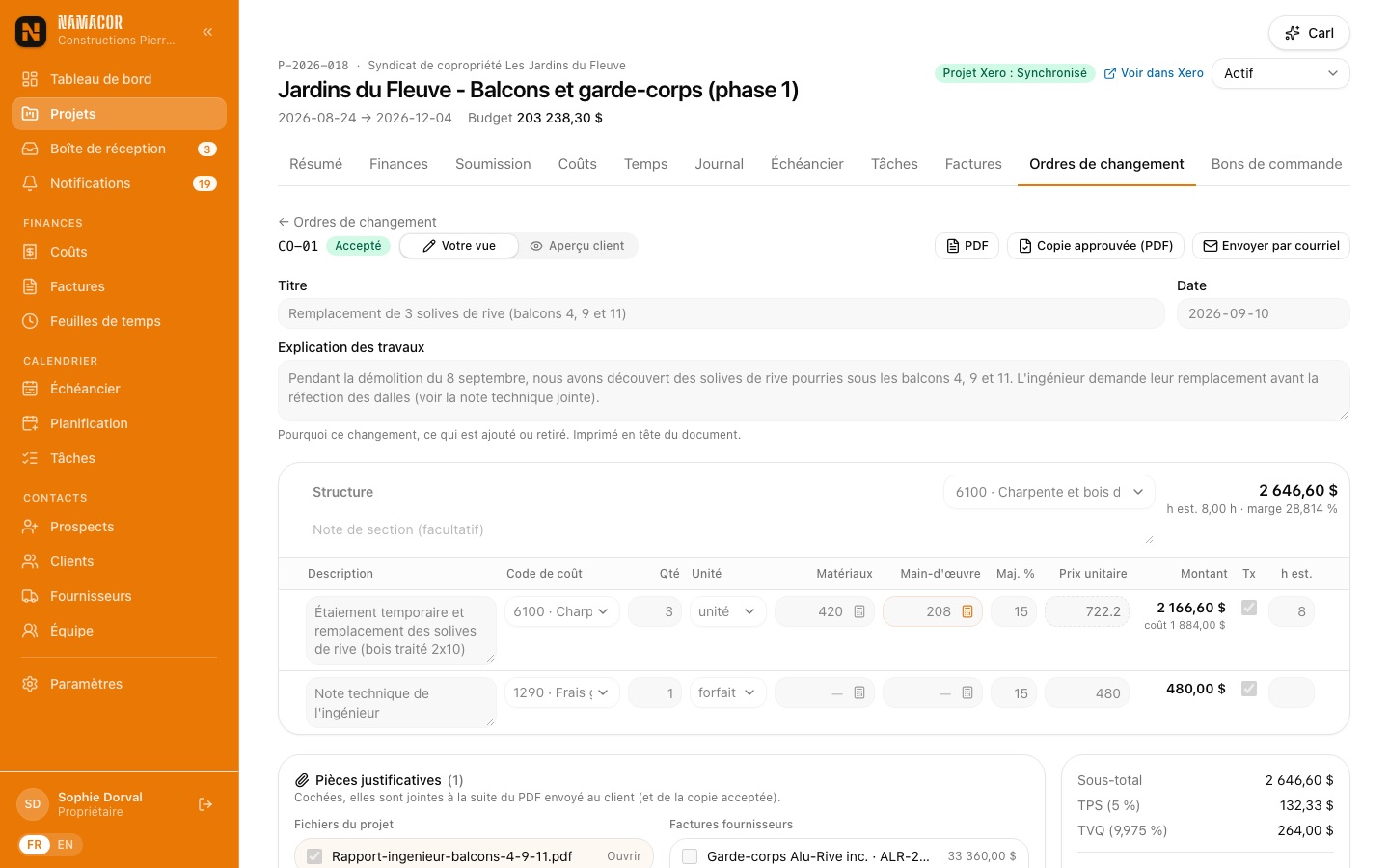 Ordre de changement