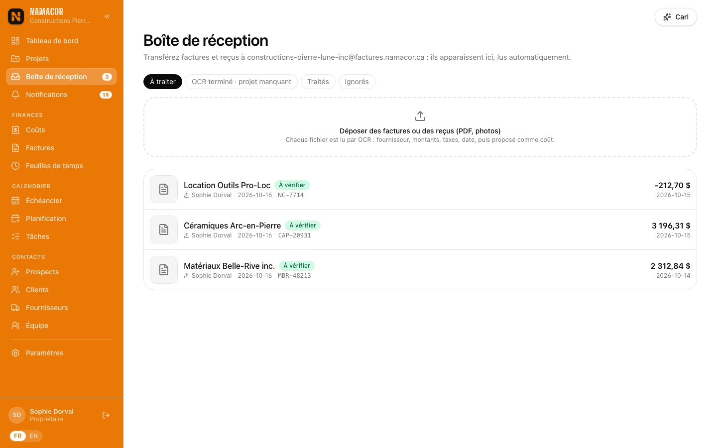 Boîte de réception