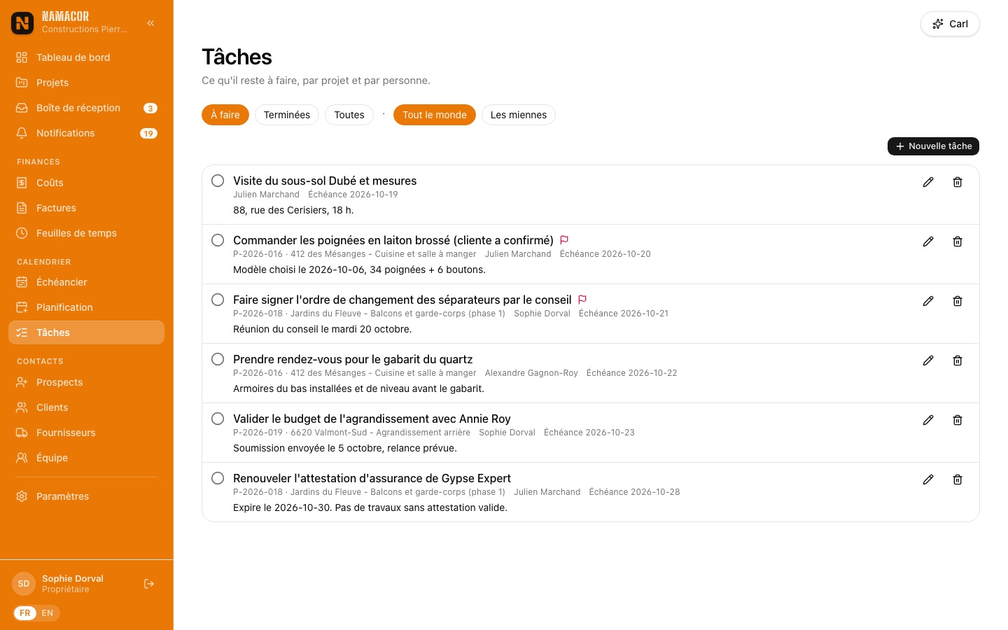 Tâches