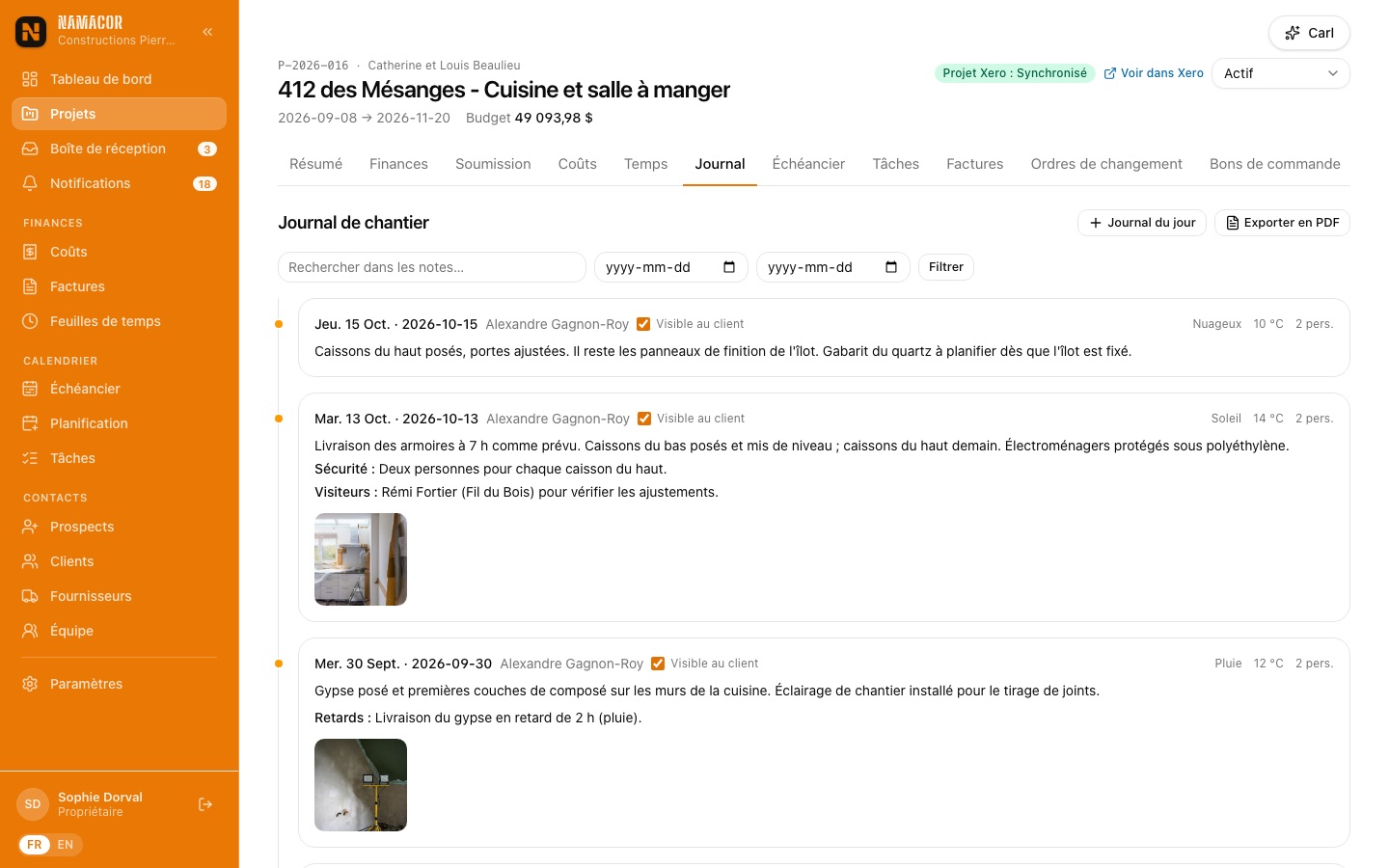 Journal du projet