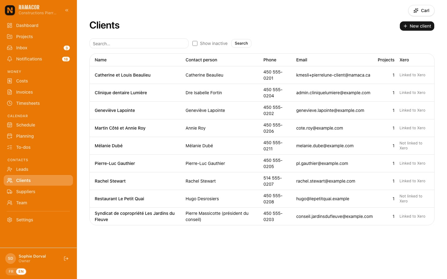 Clients list