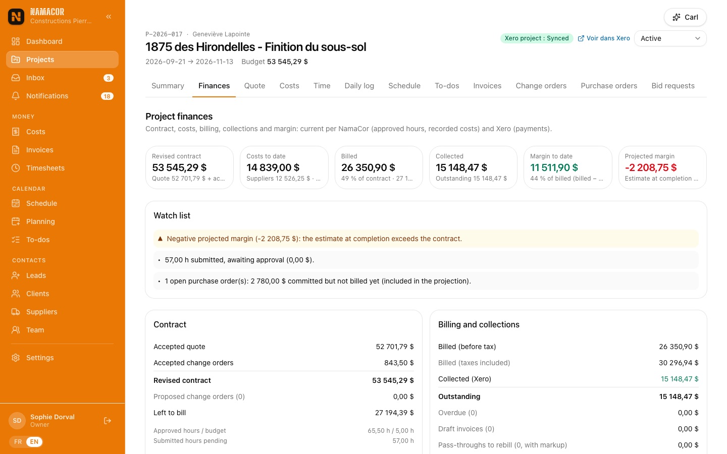 Project finances
