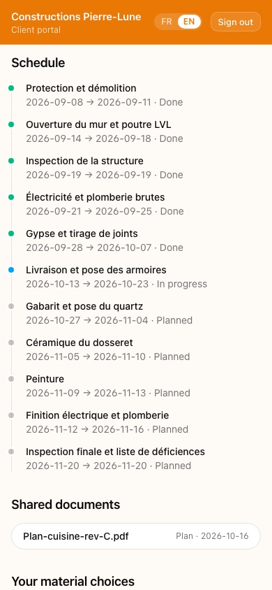 Schedule in the portal