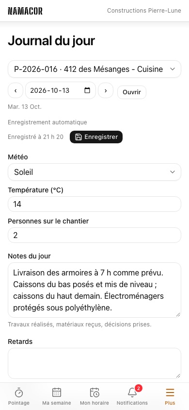 Journal sur le téléphone
